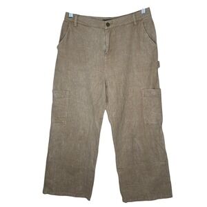 Sage + Fig Carpenter Pants Wide Leg Crop‎ Khaki Casual Workwear woman's Size L